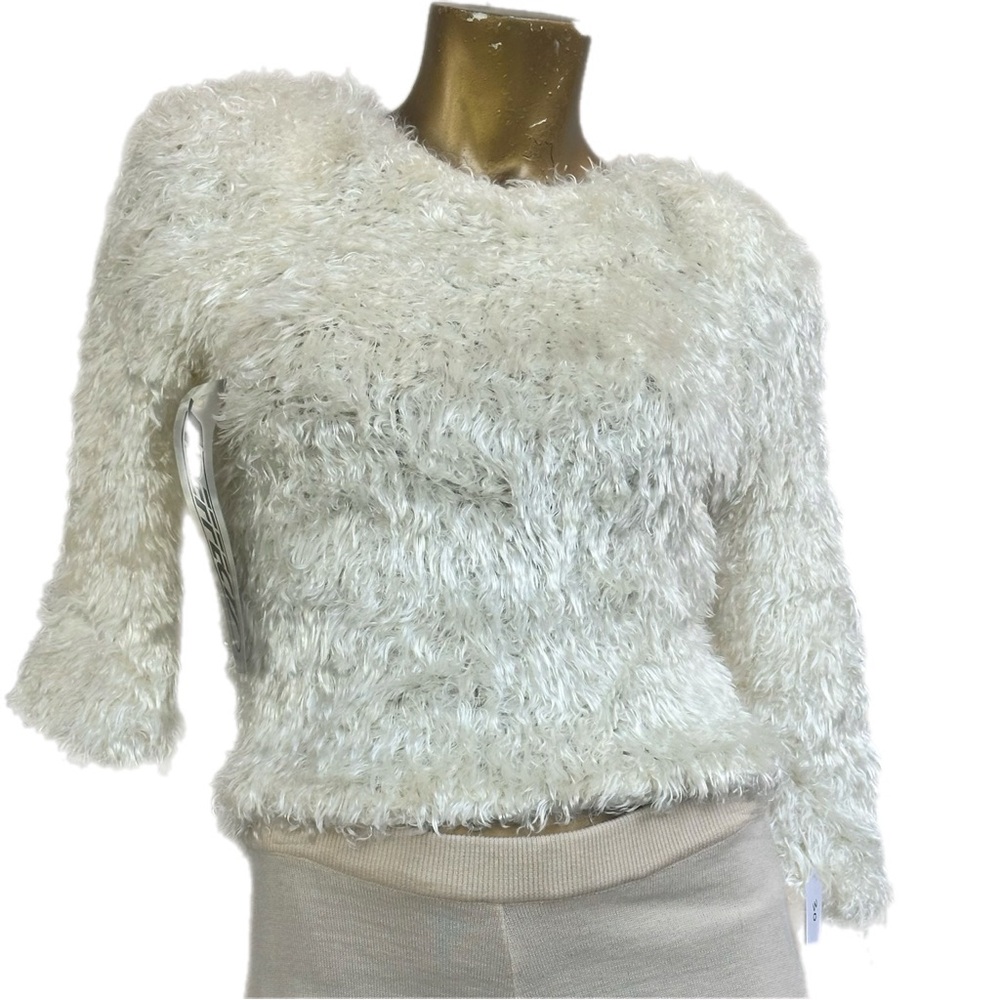 NWT Deadstock Vintage SIDEFFECTS Handknit acrylic fuzzy sweater size S